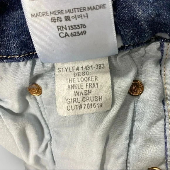 MOTHER Girl CrushThe Looker Ankle Fray Jeans Size 25 - Picture 9 of 16
